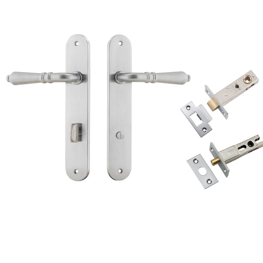 Iver Door Handle Sarlat Oval Privacy Brushed Chrome Inbuilt Privacy Kit