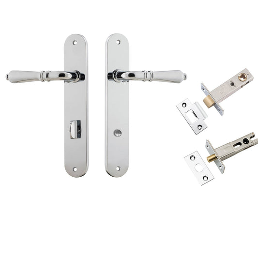 Iver Door Handle Sarlat Oval Privacy Polished Chrome Inbuilt Privacy Kit