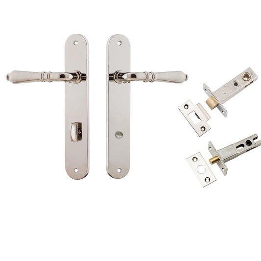 Iver Door Handle Sarlat Oval Privacy Polished Nickel Inbuilt Privacy Kit