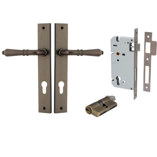 Iver Door Handle Sarlat Rectangular Euro Key/Key Signature Brass Entrance Kit