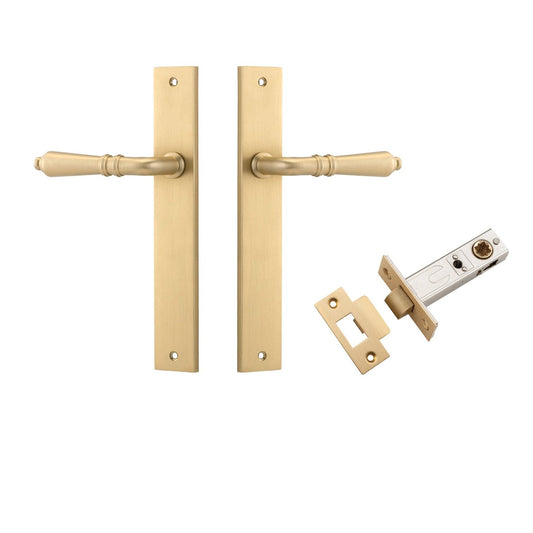 Iver Door Handle Sarlat Rectangular Latch Brushed Brass Passage Kit