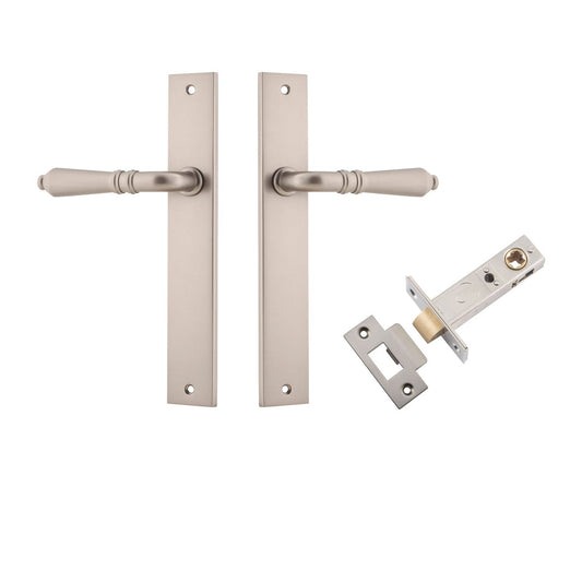 Iver Door Handle Sarlat Rectangular Latch Satin Nickel Passage Kit