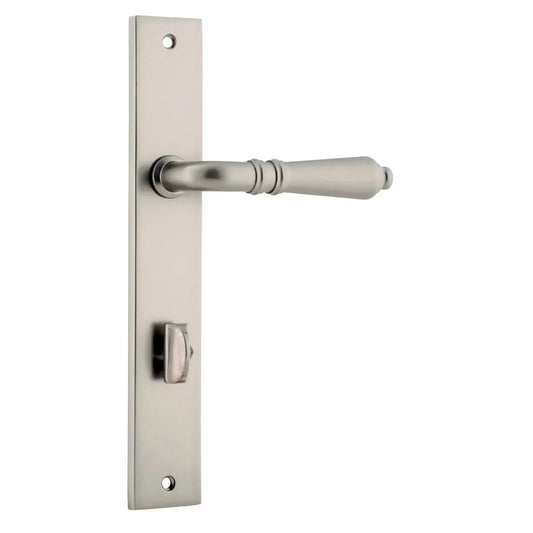 Iver Door Handle Sarlat Rectangular Privacy Pair Satin Nickel