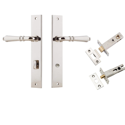 Iver Door Handle Sarlat Rectangular Privacy Polished Nickel Inbuilt Privacy Kit