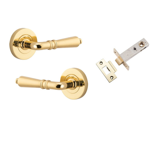 Iver Door Handle Sarlat Round Rose Inbuilt Privacy Pair Kit Polished Brass