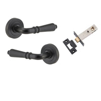 Iver Door Handle Sarlat Round Rose Pair Matt Black Passage Kit