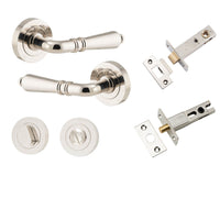 Iver Door Handle Sarlat Round Rose Pair Polished Nickel Privacy Kit