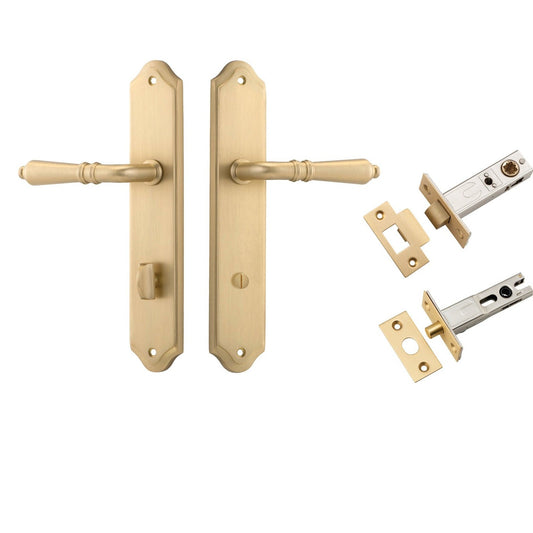 Iver Door Handle Sarlat Shouldered Privacy Brushed Brass Inbuilt Privacy Kit