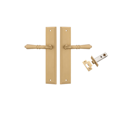 Iver Door Handle Sarlat Stepped Brushed Brass Passage Kit