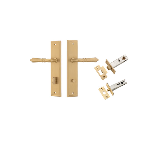 Iver Door Handle Sarlat Stepped Brushed Brass Privacy Kit
