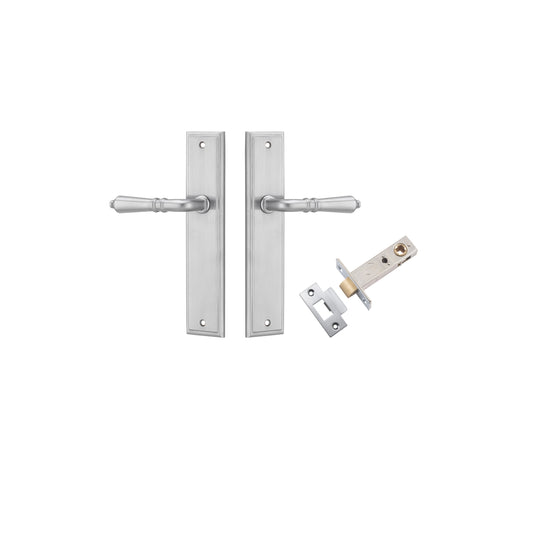 Iver Door Handle Sarlat Stepped Brushed Chrome Passage Kit