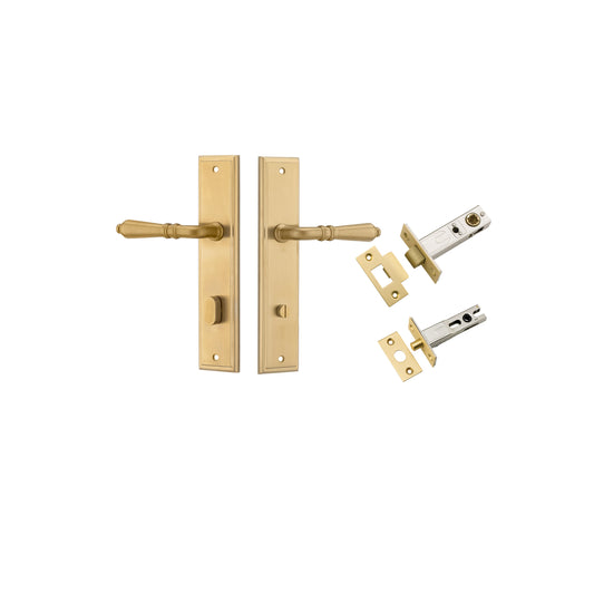 Iver Door Handle Sarlat Stepped Brushed Gold PVD Privacy Kit