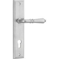 Iver Door Handle Sarlat Stepped Euro Pair Brushed Chrome
