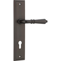 Iver Door Handle Sarlat Stepped Euro Pair Signature Brass