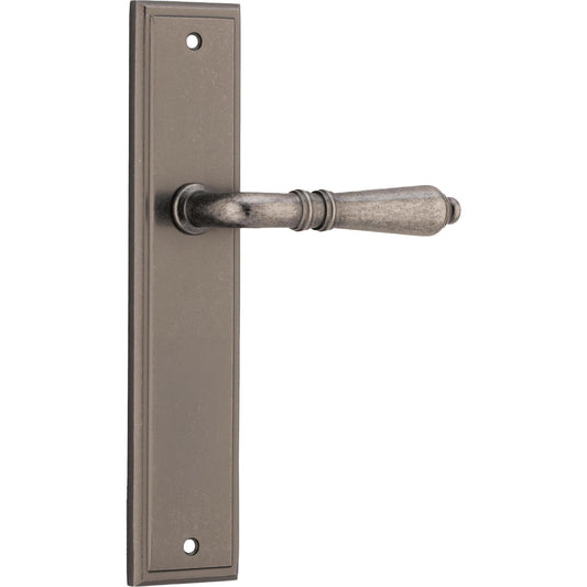 Iver Door Handle Sarlat Stepped Latch Pair Distressed Nickel