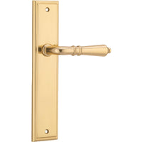 Iver Door Handle Sarlat Stepped Latch Pair Polished Brass