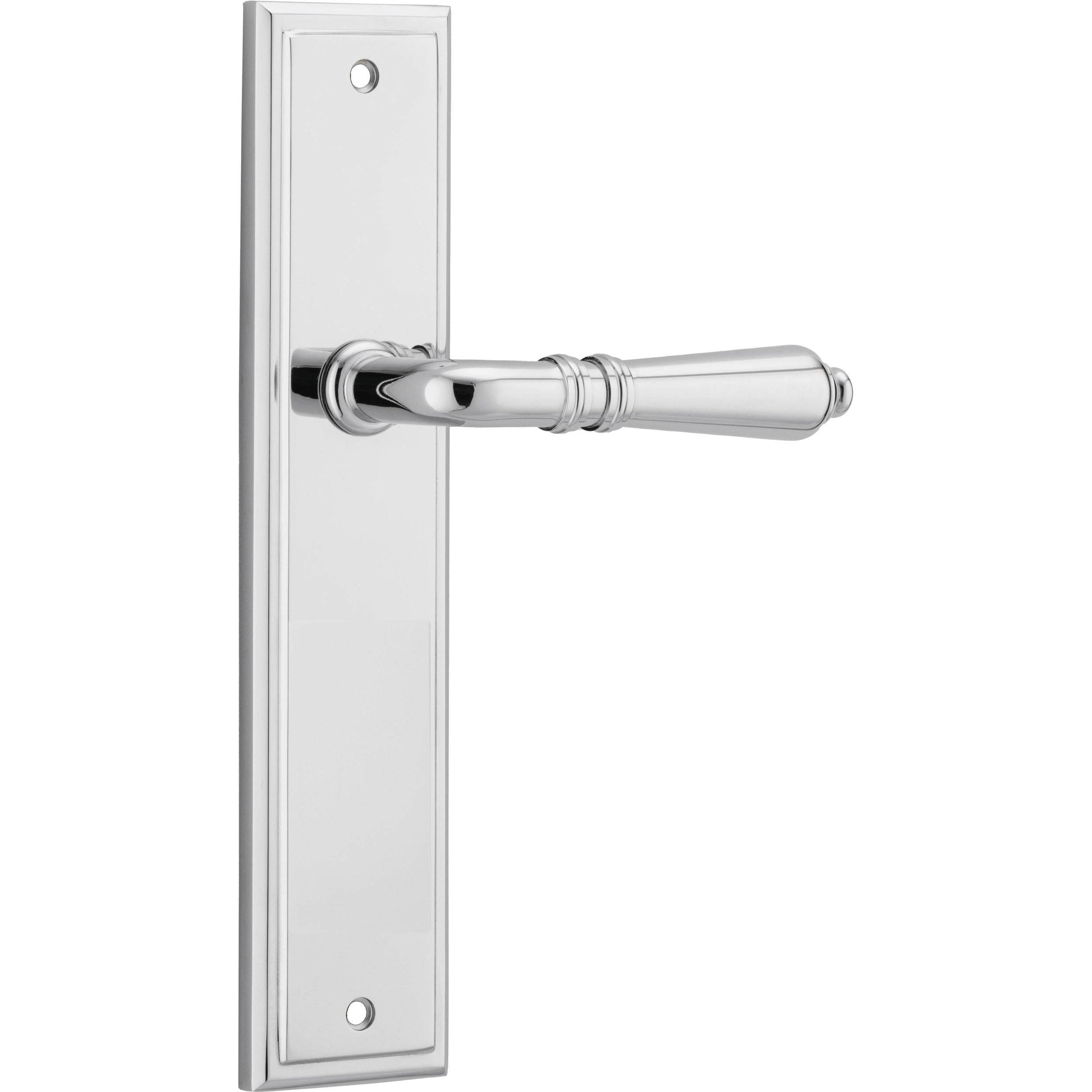 Iver Door Handle Sarlat Stepped Latch Pair Polished Chrome