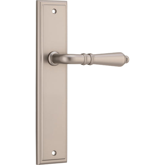 Iver Door Handle Sarlat Stepped Latch Pair Satin Nickel