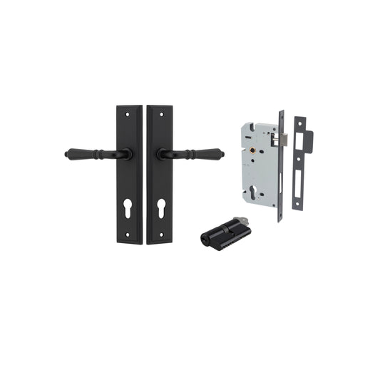 Iver Door Handle Sarlat Stepped Matt Black Key / Key Entrance Kit