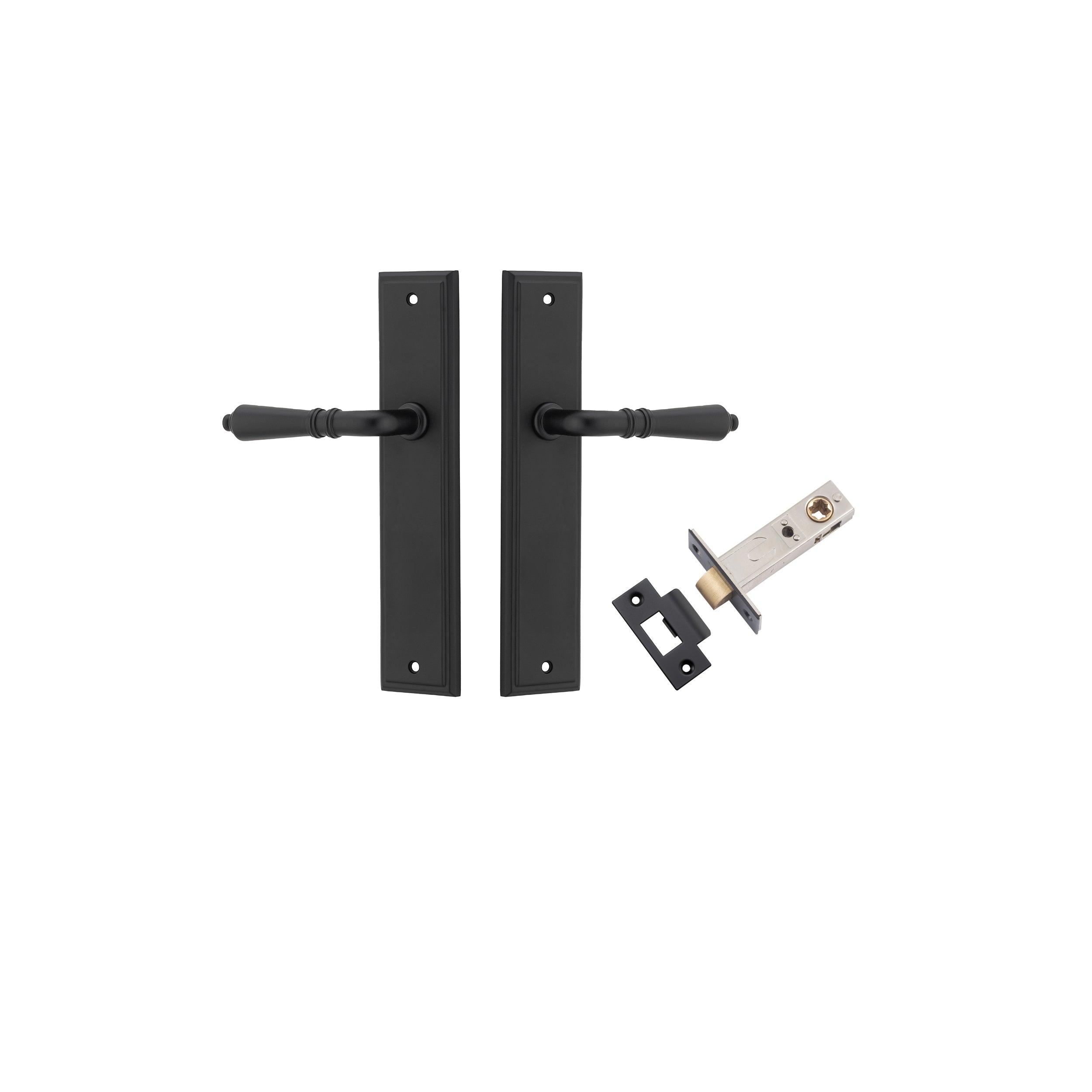 Iver Door Handle Sarlat Stepped Matt Black Passage Kit