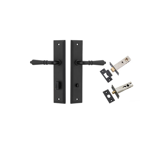 Iver Door Handle Sarlat Stepped Matt Black Privacy Kit