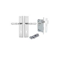 Iver Door Handle Sarlat Stepped Polished Chrome Key / Thumb Entrance Kit