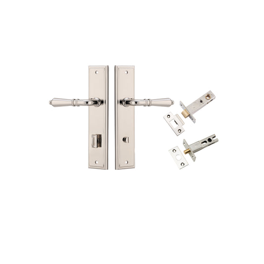Iver Door Handle Sarlat Stepped Polished Nickel Privacy Kit