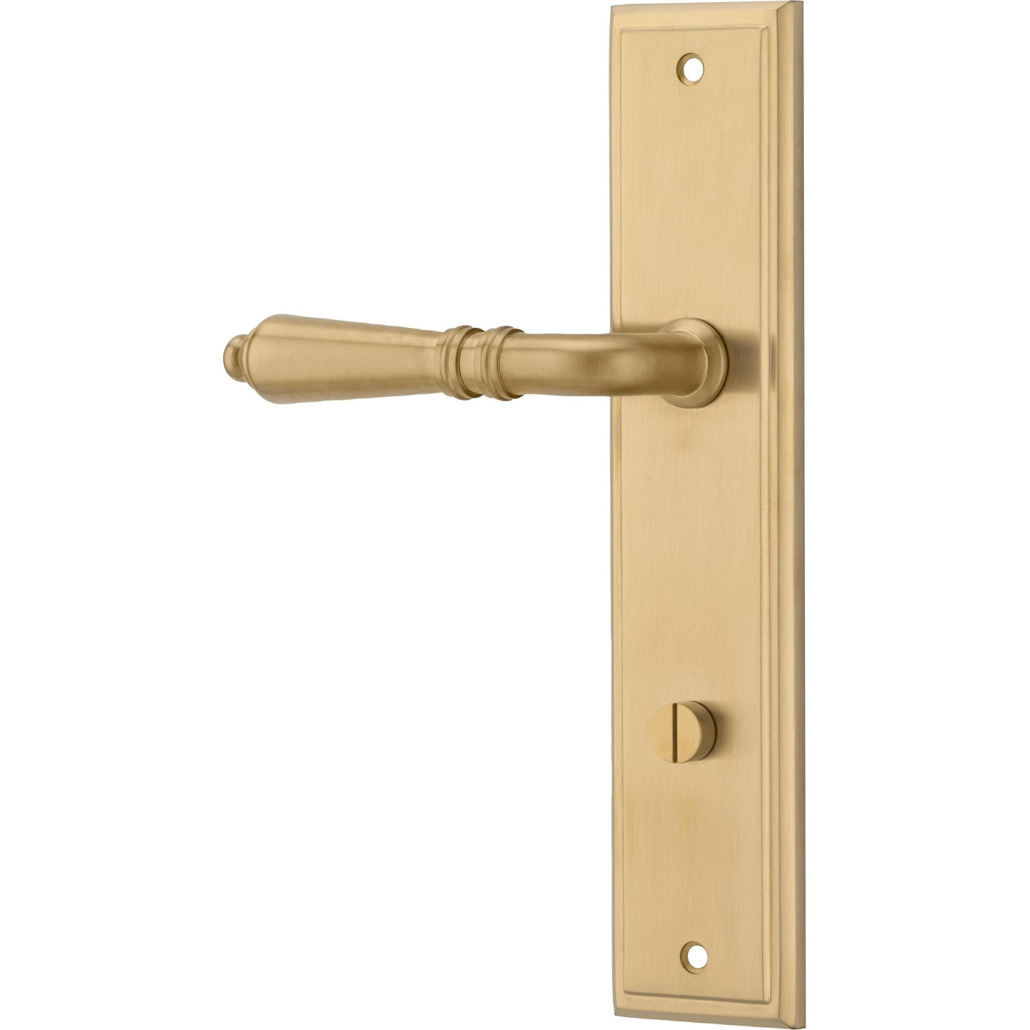 Iver Door Handle Sarlat Stepped Privacy Pair Brushed Gold PVD