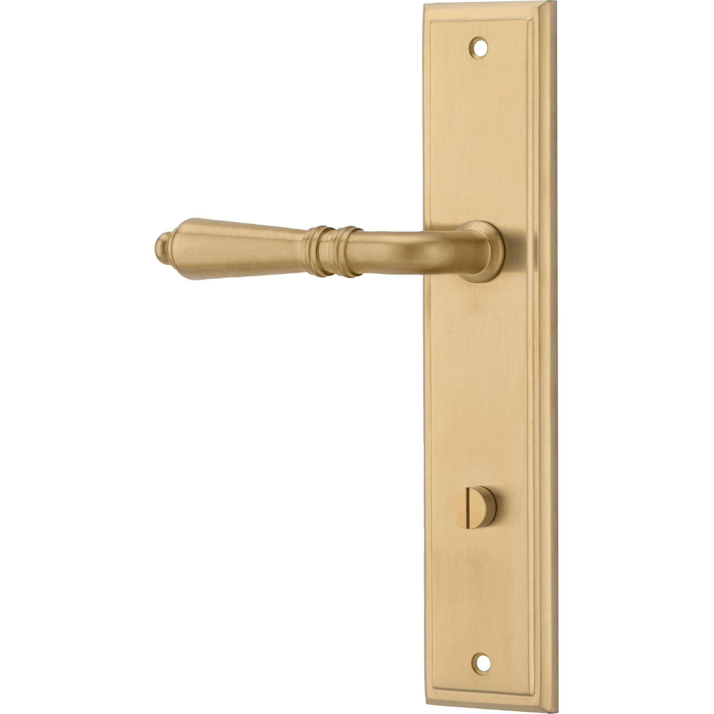 Iver Door Handle Sarlat Stepped Privacy Pair Brushed Gold PVD