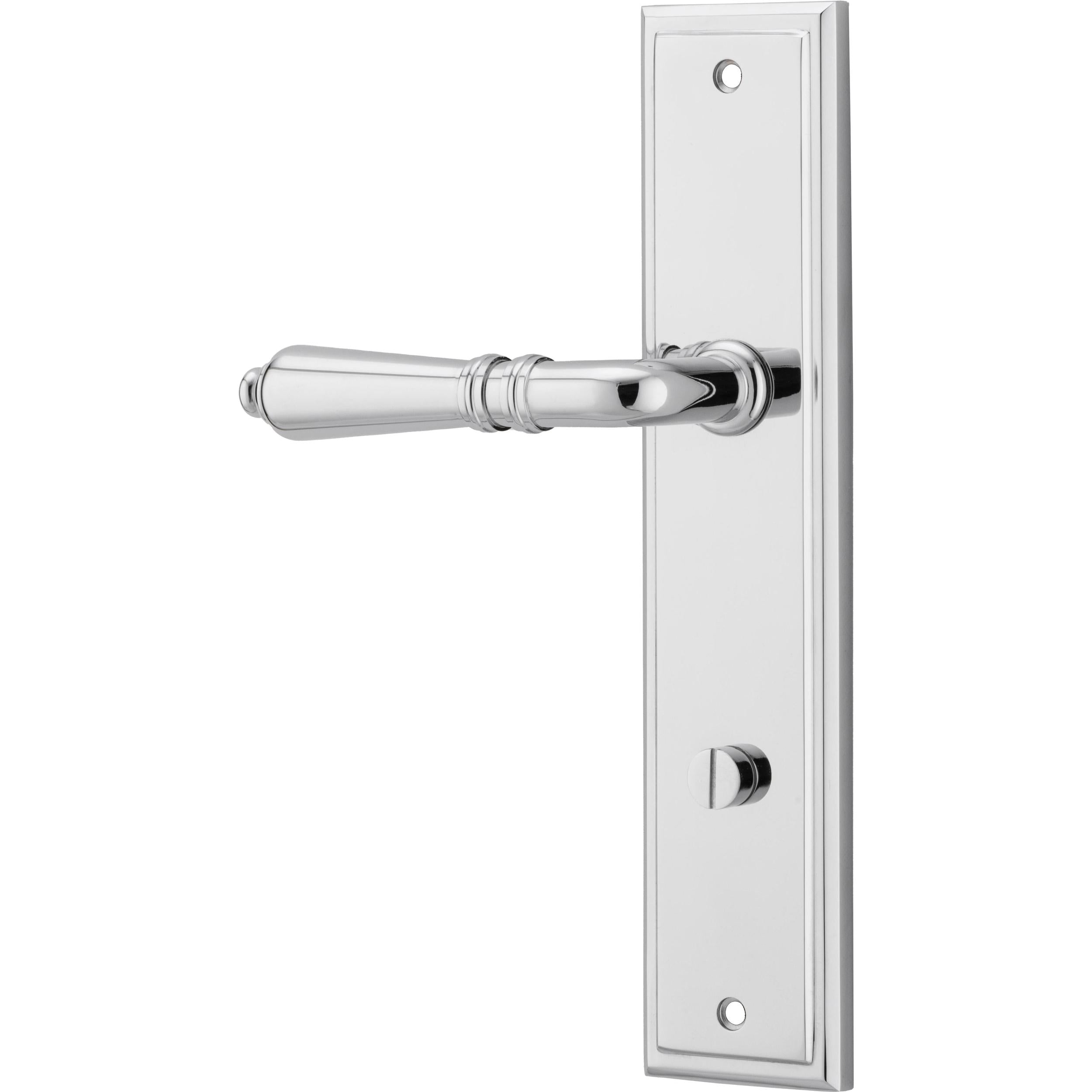 Iver Door Handle Sarlat Stepped Privacy Pair Polished Chrome