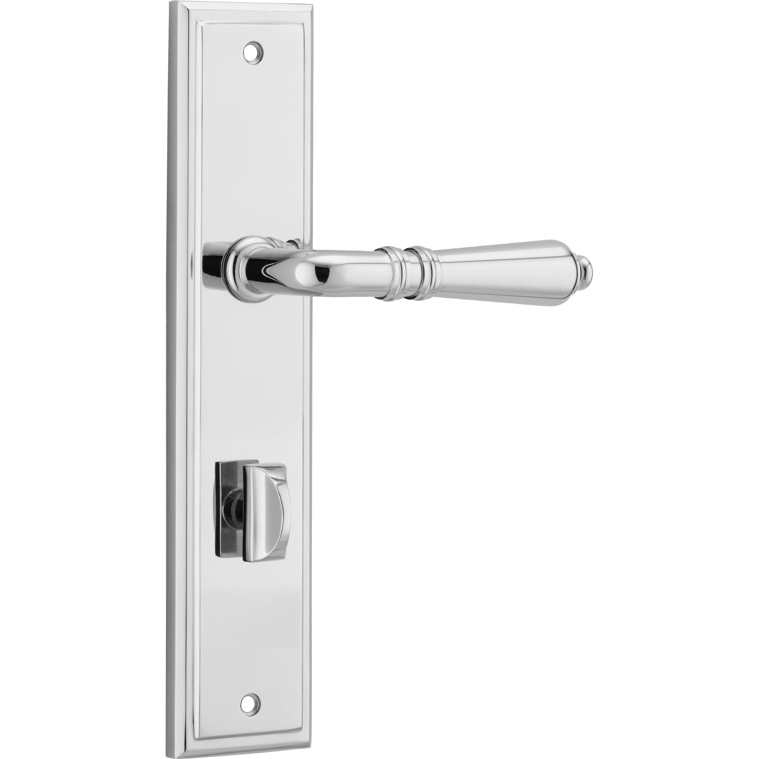 Iver Door Handle Sarlat Stepped Privacy Pair Polished Chrome