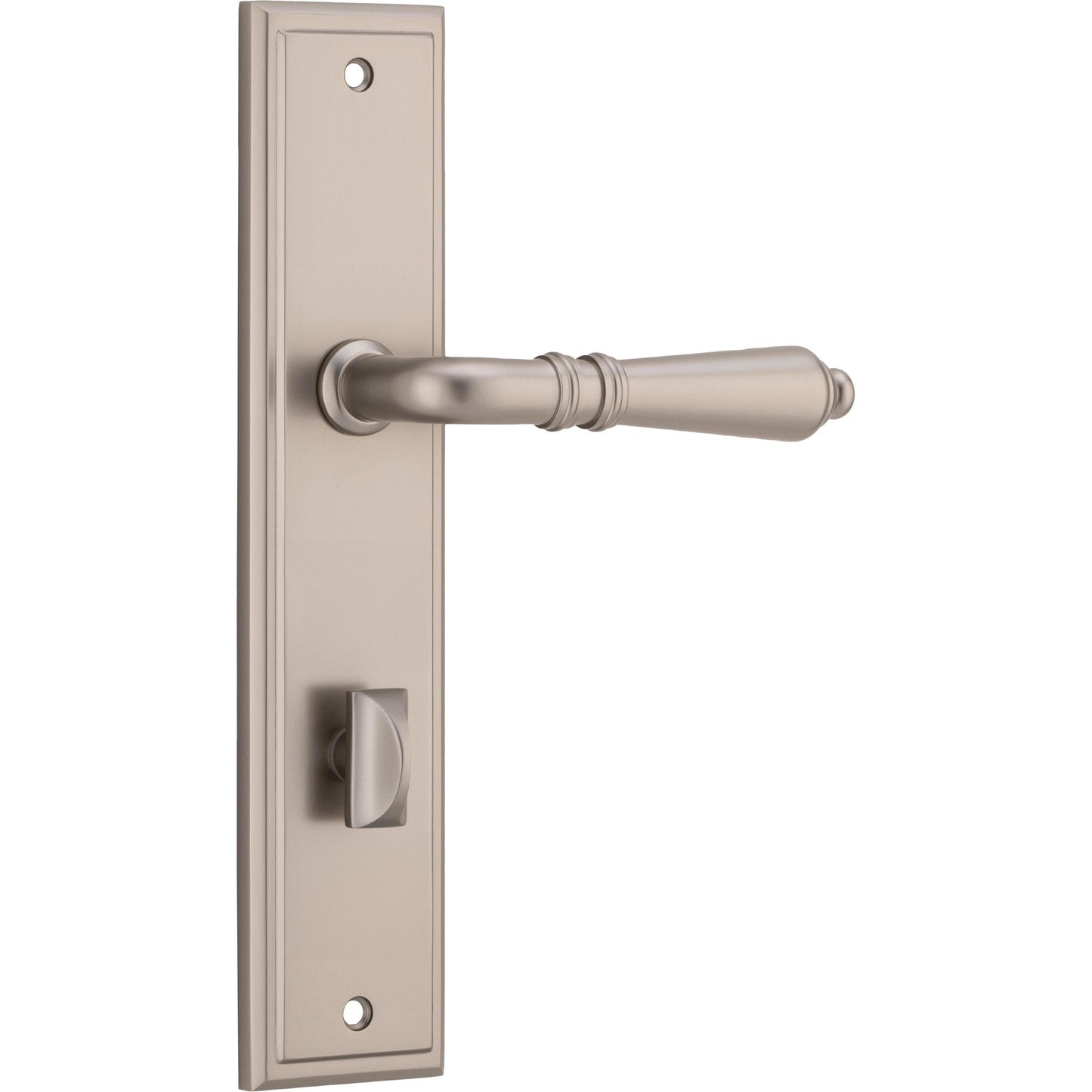 Iver Door Handle Sarlat Stepped Privacy Pair Satin Nickel