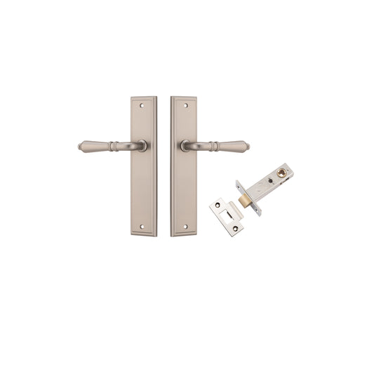 Iver Door Handle Sarlat Stepped Satin Nickel Passage Kit