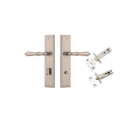 Iver Door Handle Sarlat Stepped Satin Nickel Privacy Kit