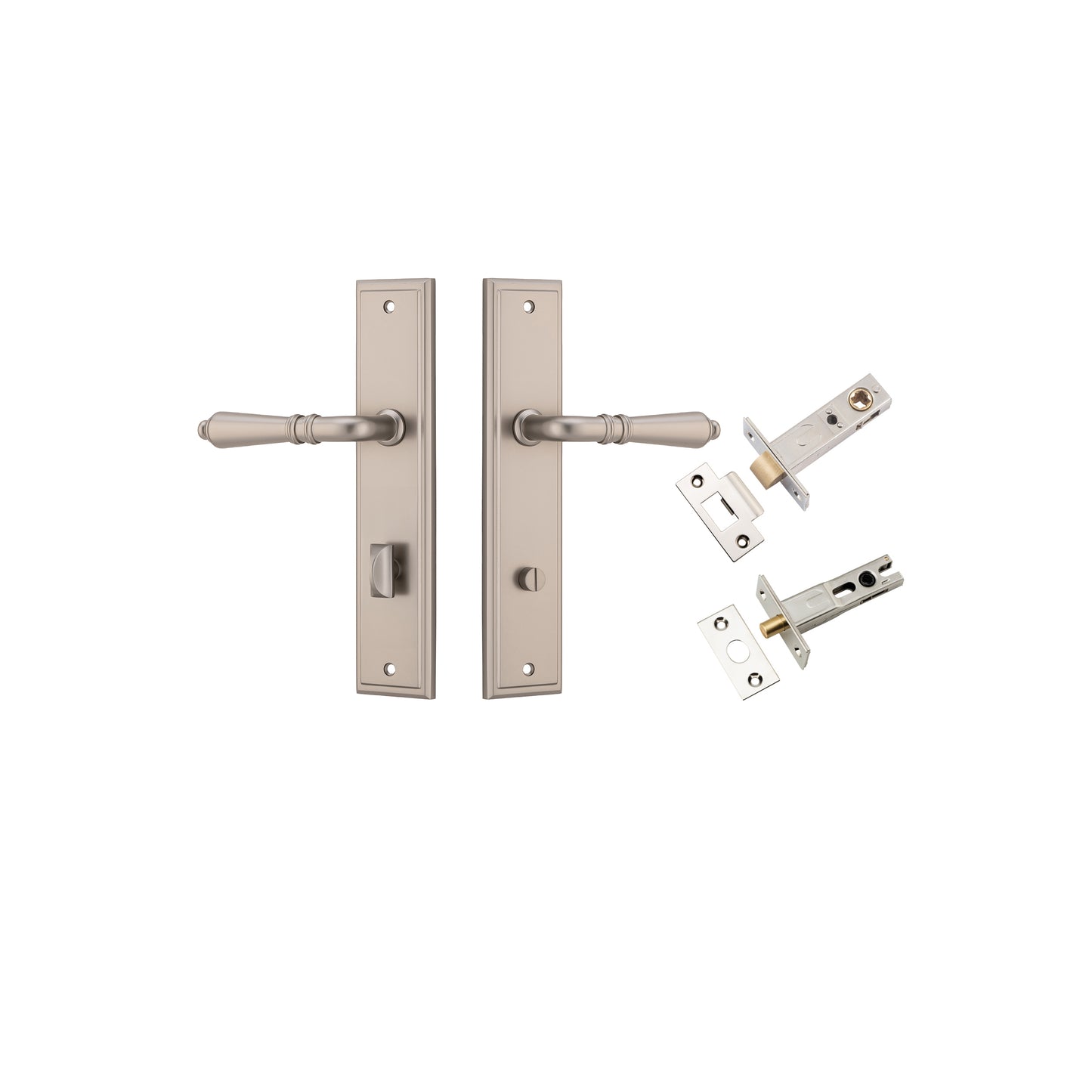 Iver Door Handle Sarlat Stepped Satin Nickel Privacy Kit