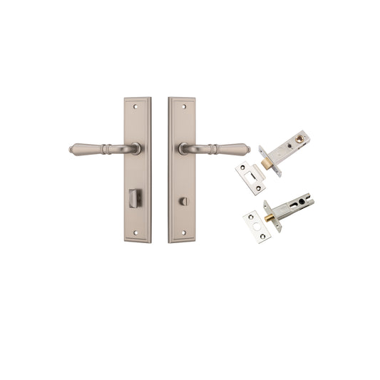 Iver Door Handle Sarlat Stepped Satin Nickel Privacy Kit