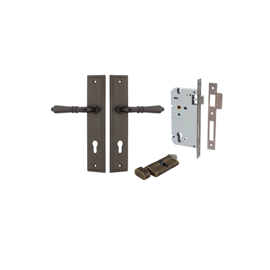 Iver Door Handle Sarlat Stepped Signature Brass Key / Thumb Entrance Kit