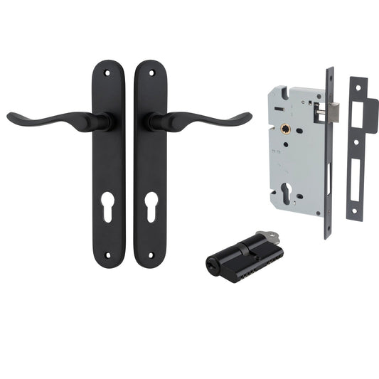 Iver Door Handle Stirling Oval Euro Pair Key/Key Matt Black Entrance Kit