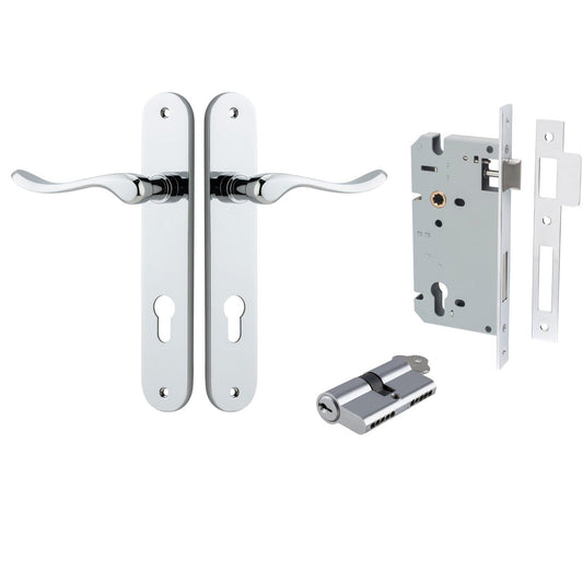 Iver Door Handle Stirling Oval Euro Pair Key/Key Polished Chrome Entrance Kit