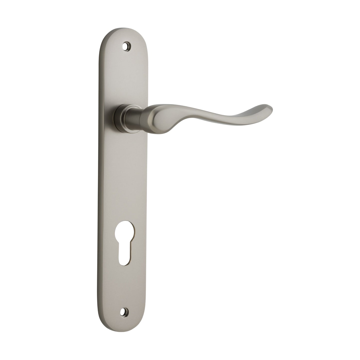 Iver Door Handle Stirling Oval Euro Pair Satin Nickel
