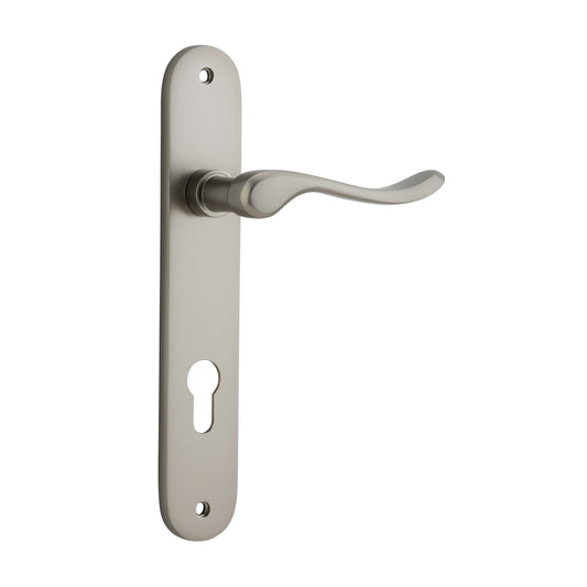 Iver Door Handle Stirling Oval Euro Pair Satin Nickel