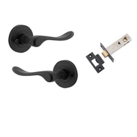 Iver Door Handle Stirling Round Rose Inbuilt Privacy Pair Kit Matt Black