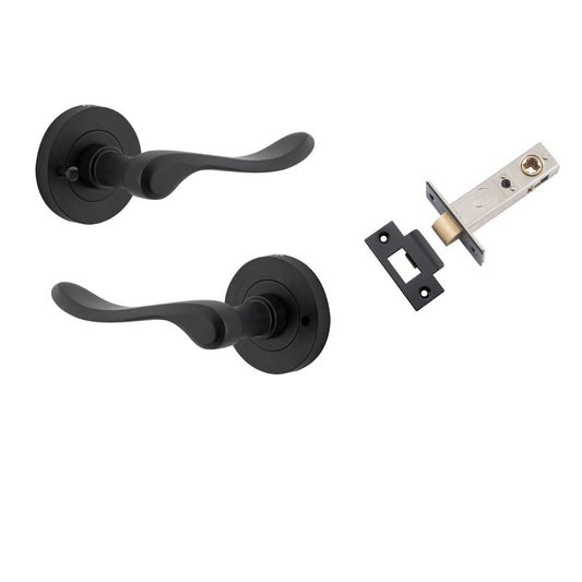 Iver Door Handle Stirling Round Rose Inbuilt Privacy Pair Kit Matt Black