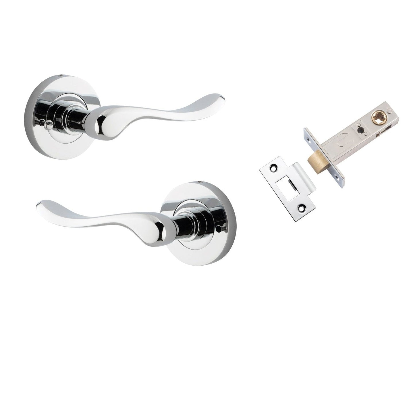 Iver Door Handle Stirling Round Rose Inbuilt Privacy Pair Kit Polished Chrome