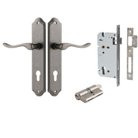 Iver Door Handle Stirling Shouldered Euro Pair Key/Key Distressed Nickel Entrance Kit