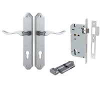 Iver Door Handle Stirling Shouldered Euro Pair Key/Thumb Brushed Chrome Entrance Kit