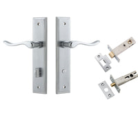 Iver Door Handle Stirling Stepped Privacy Pair Brushed Chrome Inbuilt Privacy Kit