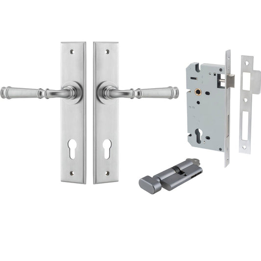 Iver Door Handle Verona Chamfered Key/Thumb Brushed Chrome Entrance Kit