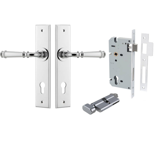 Iver Door Handle Verona Chamfered Key/Thumb Polished Chrome Entrance Kit