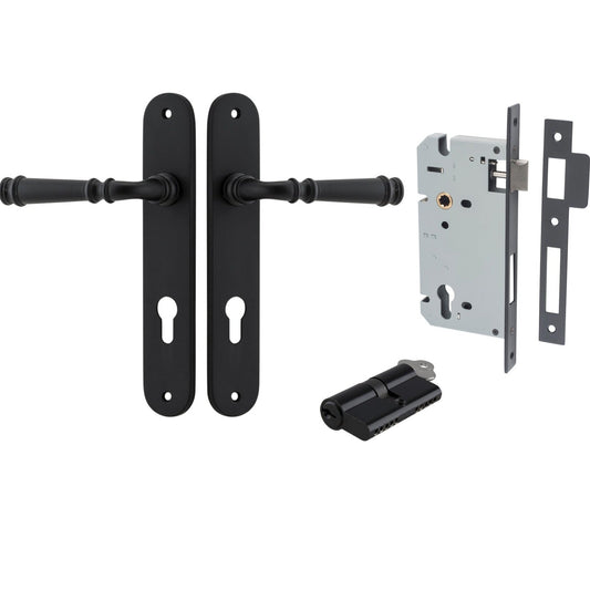 Iver Door Handle Verona Oval Euro Key/Key Matt Black Entrance Kit